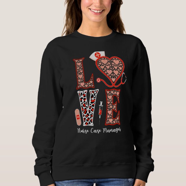 Sudadera Love Stethoscope Heart Leopard Nurse Funda Manger  (Anverso)