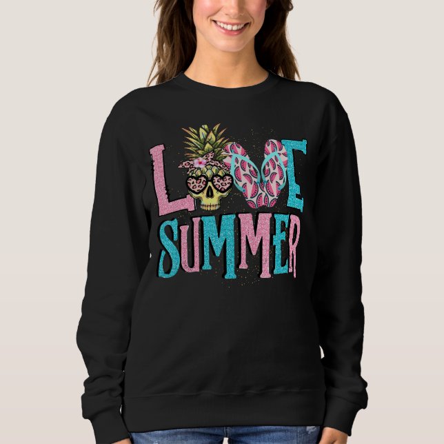 Sudadera Love Summer Pineapple Skull Watermelon Summer Fru (Anverso)