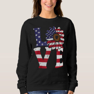 Sudadera Love Sunflower American Flag Patriot 4 De Julio De