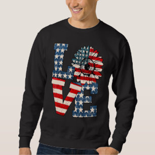 Sudadera Love Sunflower Usa Flag Orgulloso De Celebrar El 4