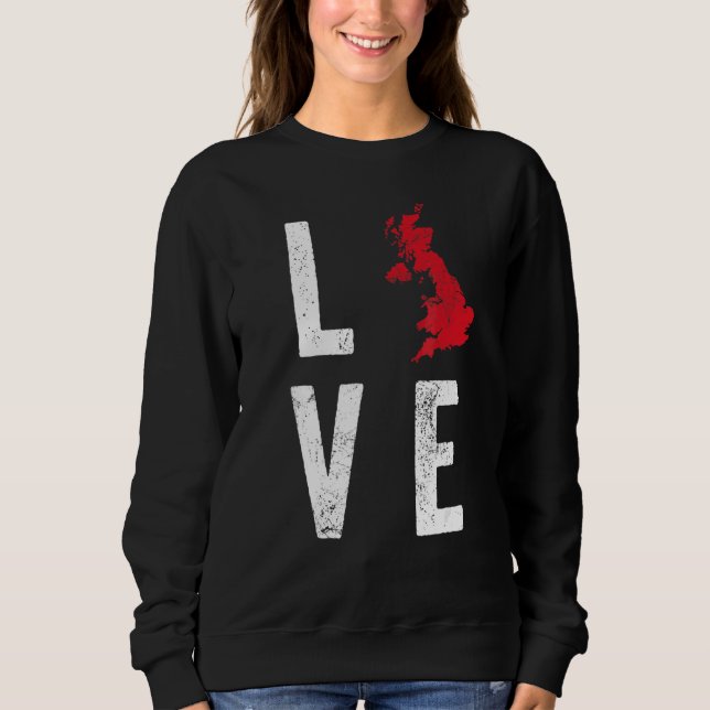 Sudadera Love Uk Map British Isles Reino Unido (Anverso)