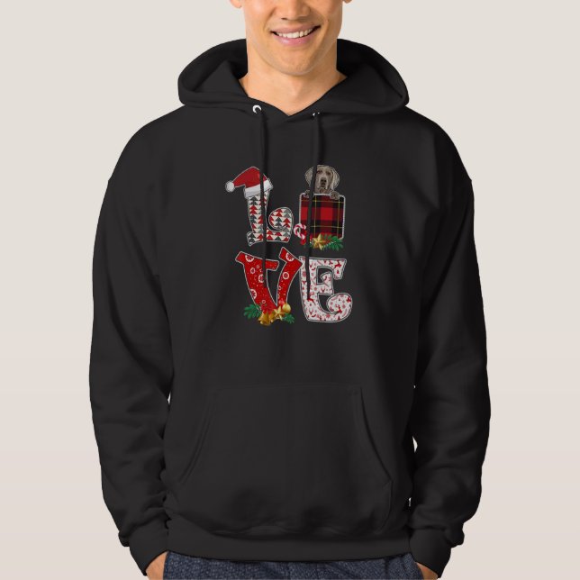 Sudadera Love Weimaraner Xmas Pocket Plaid Navidades (Anverso)
