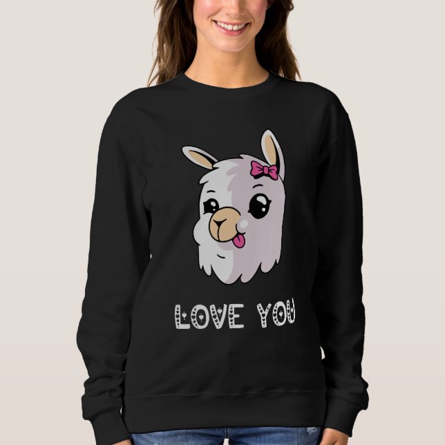 Sudadera Love You Llama Valentine's Day Lovely Date Nights  (Anverso)