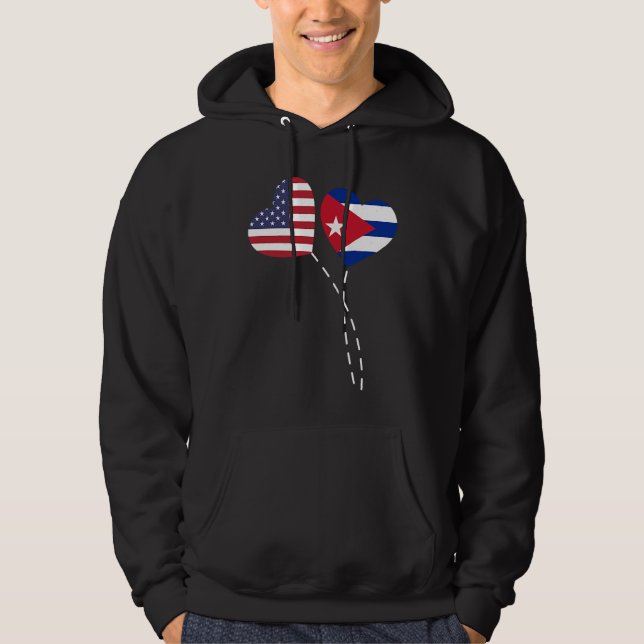 Sudadera Loving Cuba USA Flag Heart Cuban Americans Love (Anverso)