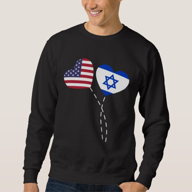 Sudadera Loving USA Israel Flag Heart Israeli Americans Lov (Anverso)