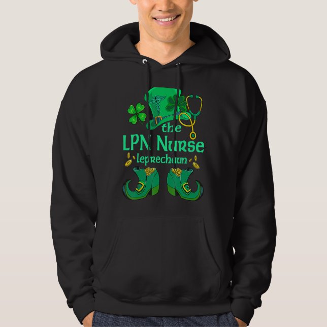 Sudadera Lpn Enfermera Leprechaun St Patricks Day Tees Sham (Anverso)