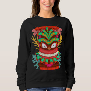 Sudadera Luau Fiesta Hawái Máscara Tiki Tropical Polinesia