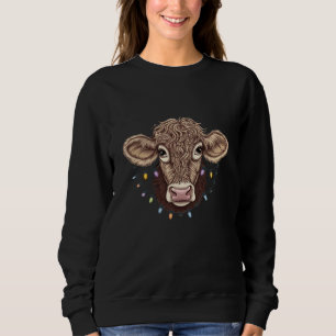 Sudadera Luces Amante de la Vaca de Navidad Granja Granjero