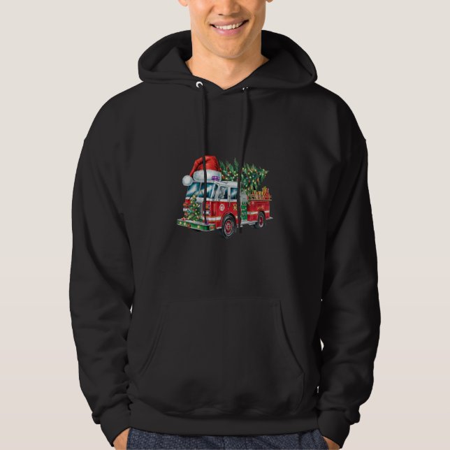 Sudadera Luces de árbol de Navidad con sombrero de Santa de (Anverso)