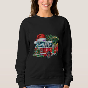 Sudadera Luces de árbol de Navidad con sombrero de Santa de