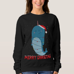 Sudadera Luces de árbol de navidad de Cute narwhal
