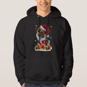 Sudadera Luces de árbol de Navidad Pug Santa Perro Navidad