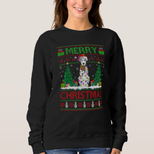 Sudadera Luces de árbol de Navidad Santa feo perro dálmata