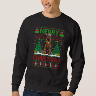 Sudadera Luces de árbol de Navidad Santa feo perro Setter I