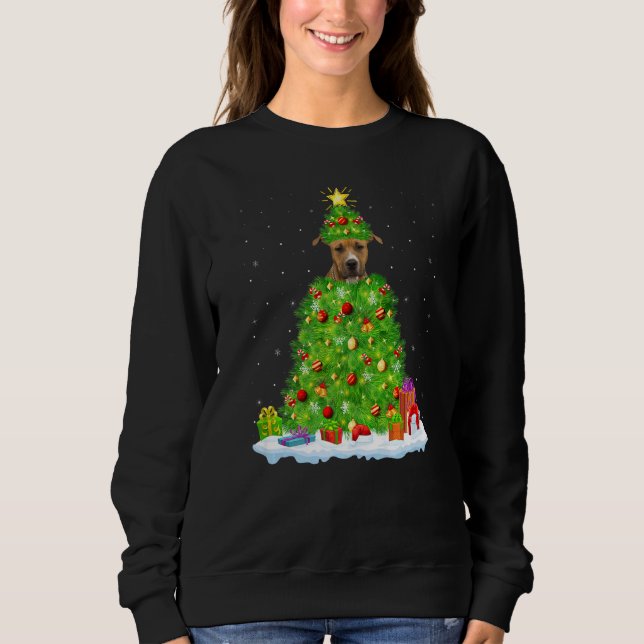 Sudadera Luces de decoración de Navidad Santa Bull Terrier  (Anverso)