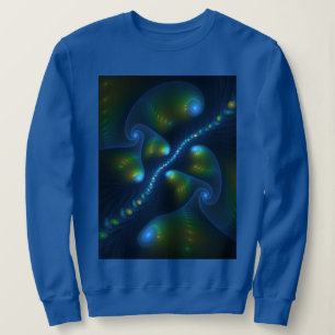 Sudadera Luces de fantasía Resumen Fractal amarillo verde a