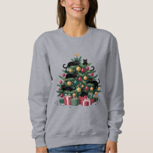 Sudadera Luces de Navidad de Gatos Negros Amante de Gatos Á