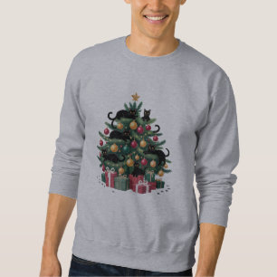 Sudadera Luces de Navidad de Gatos Negros para Amantes de G