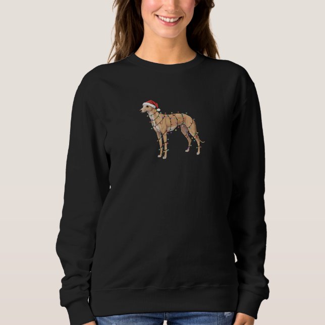 Sudadera Luces de Navidad de Greyhound - Perro de Santa (Anverso)