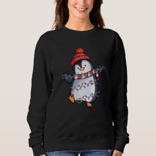 Sudadera Luces de Navidad de Pingüino Adorable para Familia