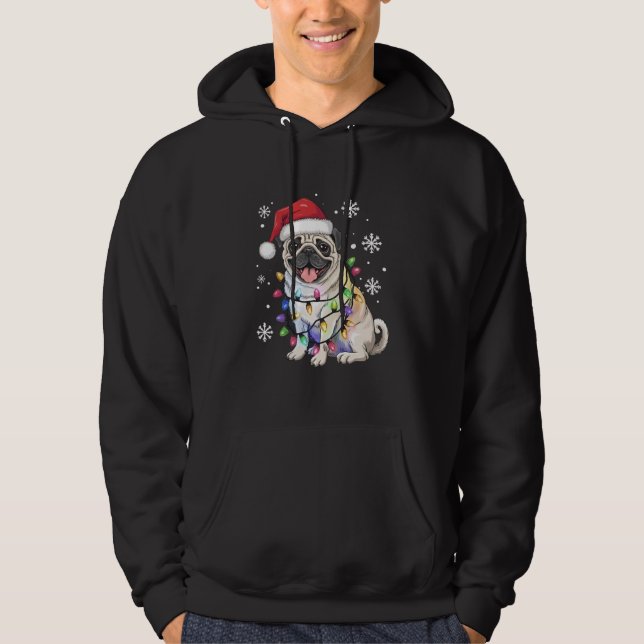 Sudadera Luces de Navidad de Pug de Santa Amante del Perro  (Anverso)