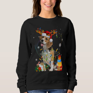 Sudadera Luces de Navidad de Santa Reno Beagle Xmas Perro