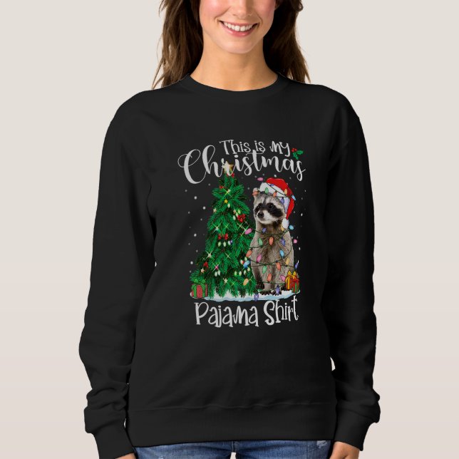 Sudadera Luces de Navidad Mapache Santa  Xmas Pijama mapach (Anverso)