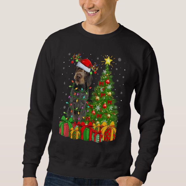 Sudadera Luces de Navidad Pointer de Pelo Cabeludo Alemán N (Anverso)