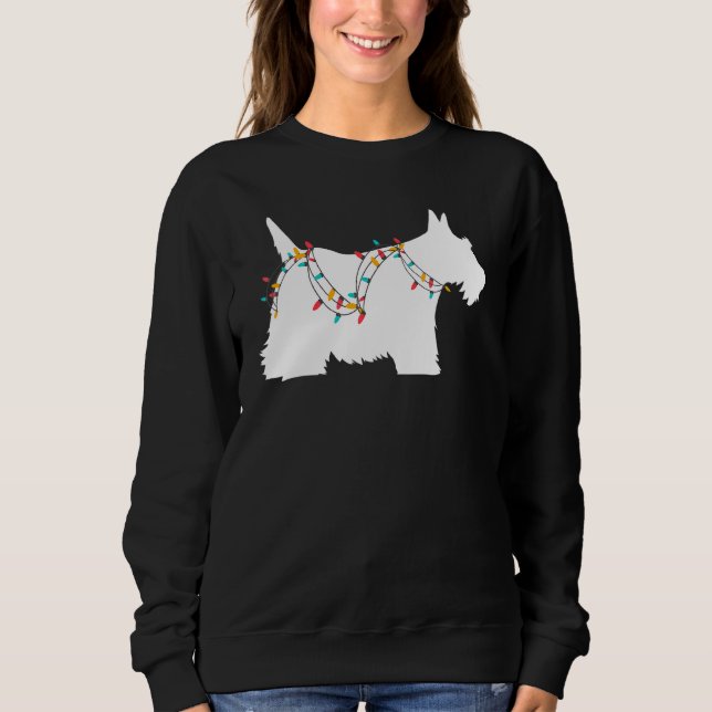 Sudadera Luces de Navidad Terrier Escocés Perro (Anverso)