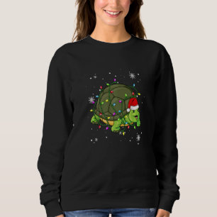Sudadera Luces de Navidad Tortuga Led Sombrero de Santa Nav