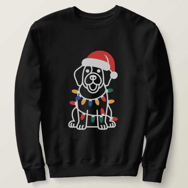 Sudadera Luces de Navidad y Sombrero de Perro Adorable (Anverso del diseño)