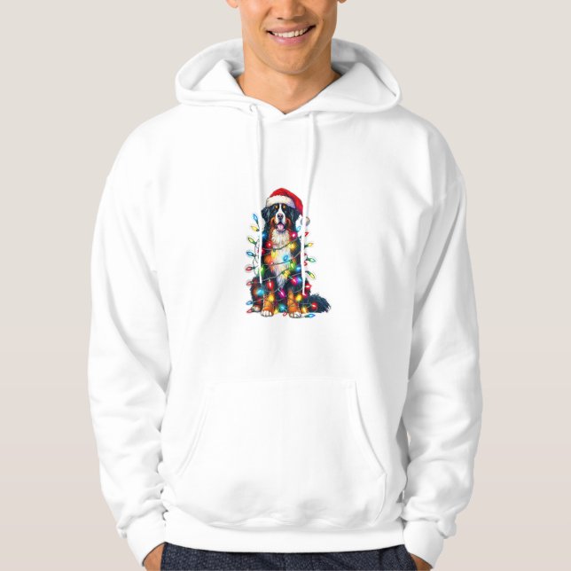 Sudadera Luces de Navidades de Bernese Mountain Dog (Anverso)