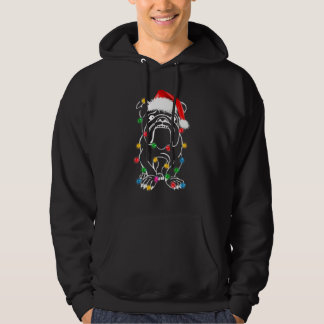 Sudadera Luces de perro bulldog inglés de Navidad sombrero 