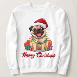 Sudadera Luces de Pug y Delicias de Navidad