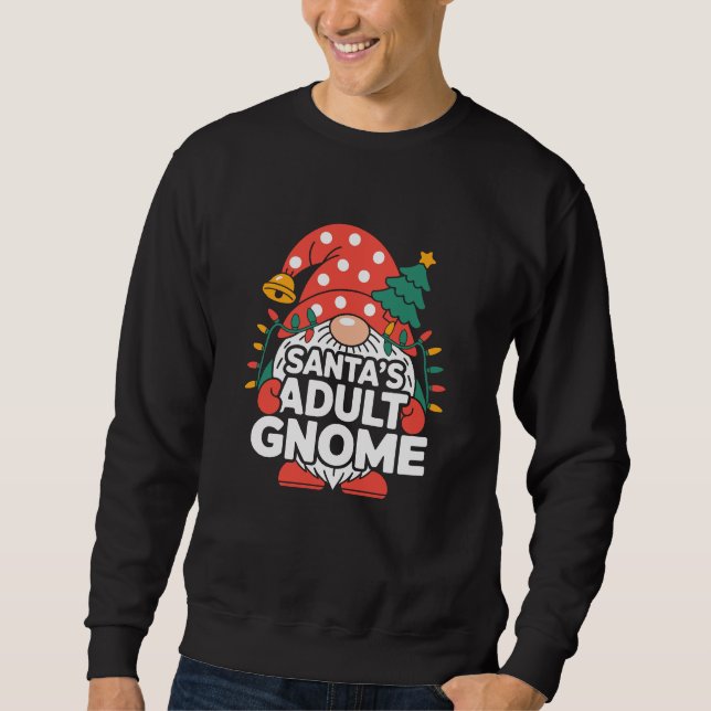 Sudadera Luces divertidas de Navidad de gnomo adulto de San (Anverso)