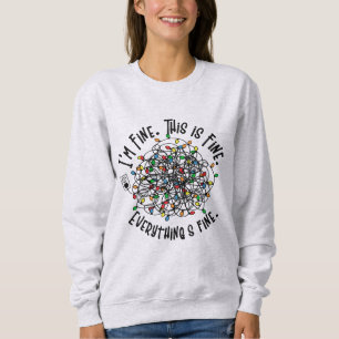 Sudadera Luces divertidas de Navidad Estoy bien Todo está b
