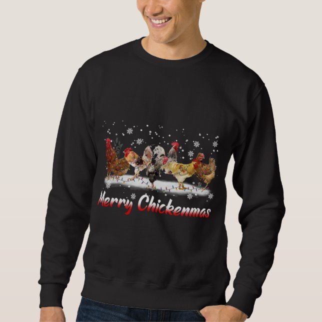 Sudadera Luces divertidas de Navidades de pollo - Feliz Nav (Anverso)
