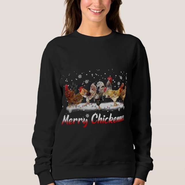 Sudadera Luces divertidas de Navidades de pollo - Feliz Nav (Anverso)