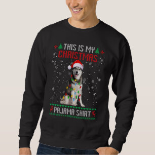 Sudadera Luces feas de árbol de Navidad siberiano Husky Fam