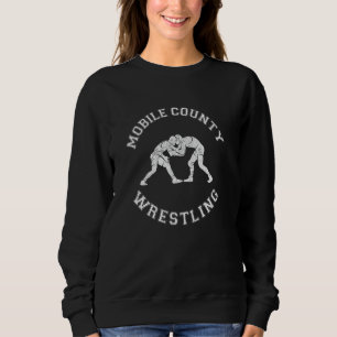 Sudadera Luchador Retro Angustiado del Condado de Mobile