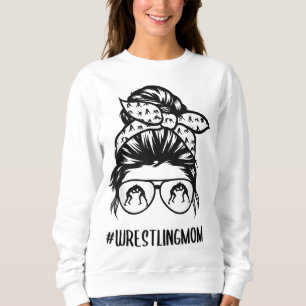 Sudadera Luchando con gafas de pelo de bollo de mamá desord