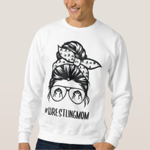 Sudadera Luchando con gafas de pelo de bollo de mamá desord