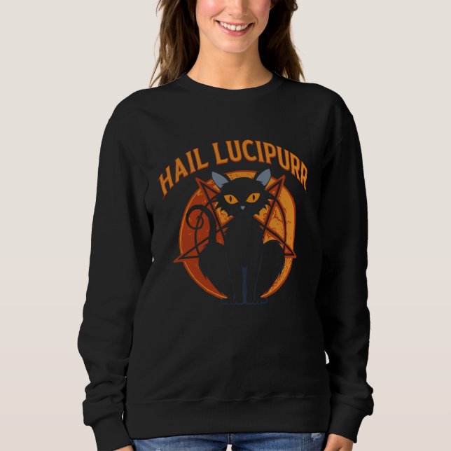 Sudadera Lucipurr  Satanic Baphomet Occult Gothic Demon Cat (Anverso)