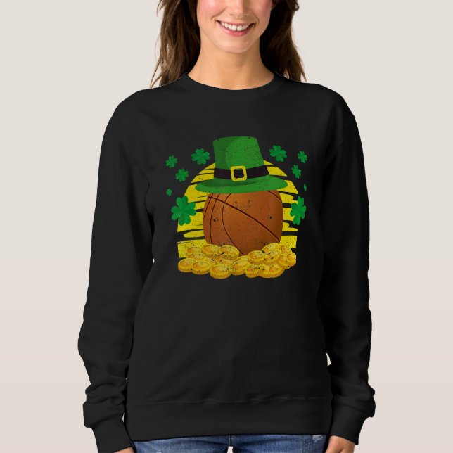 Sudadera Lucky Basketball Leprechaun Hat Golden Clover Sham (Anverso)