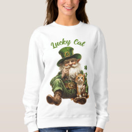 Sudadera Lucky Cat St. Patrick's Day Sweatshirt Leprechaun