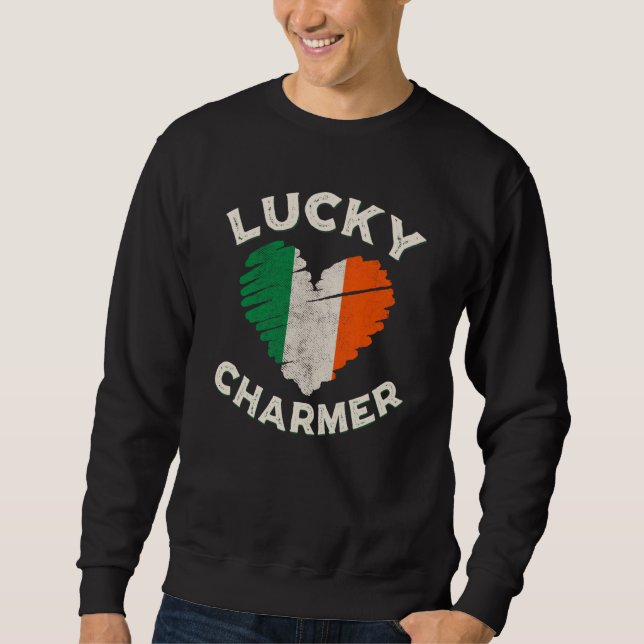 Sudadera Lucky Charmer Grunge Heart Irish Flag St Patrick's (Anverso)