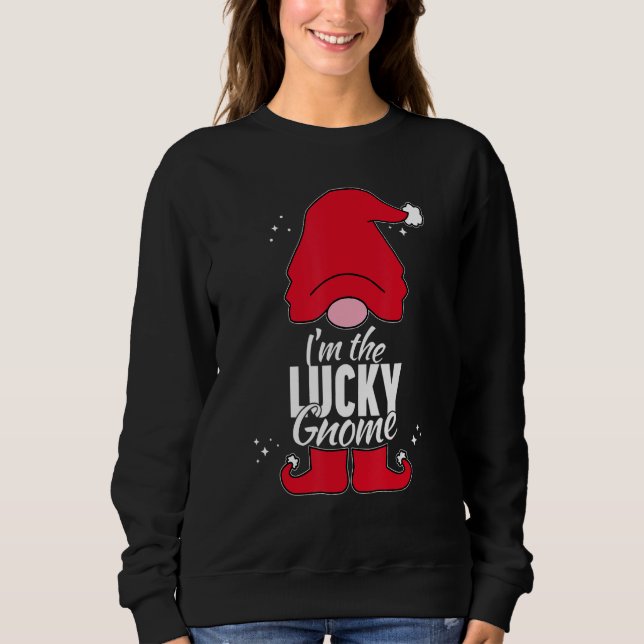 Sudadera Lucky Gnome Matching Family Group Christmas Party  (Anverso)