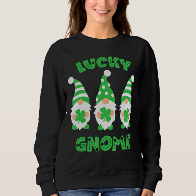 Sudadera Lucky Gnome St Patrick S Cute Tres Gnomes Holding (Anverso)