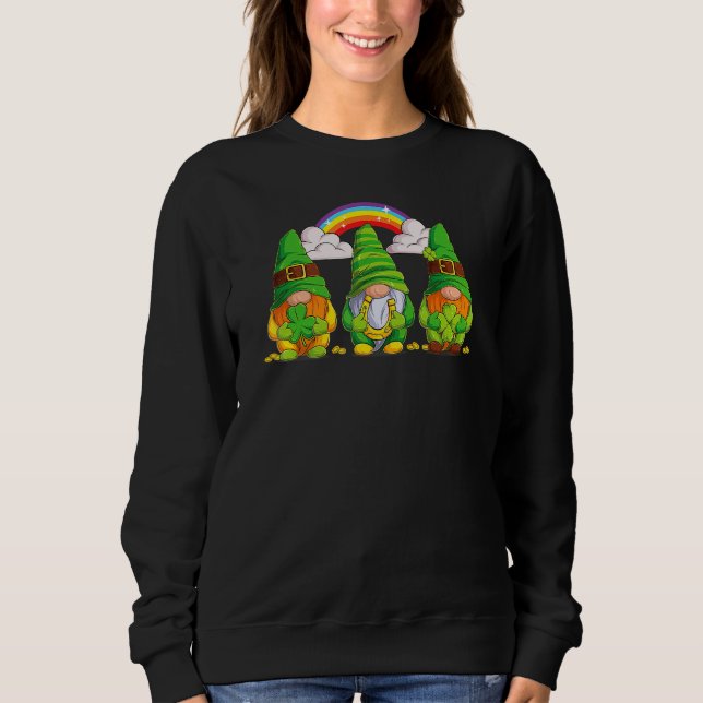 Sudadera Lucky Gnomes Holding Shamrock Clover And Horseshoe (Anverso)