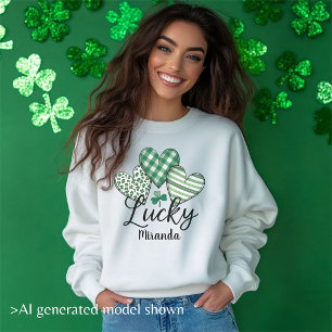 Sudadera Lucky Hearts: Día de San Patricio personalizado pa